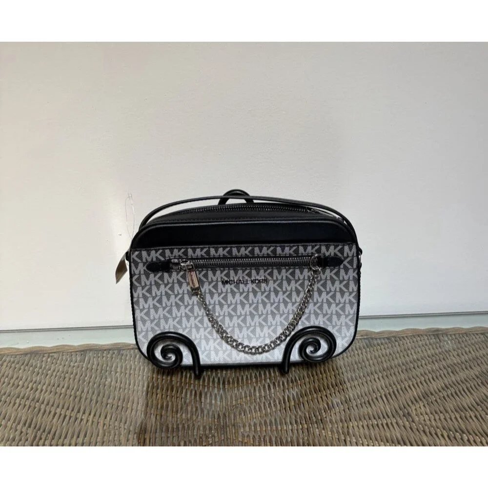 Michael Kors Ombré  Black Signature Logo Large Jet Set Crossbody Bag NWT